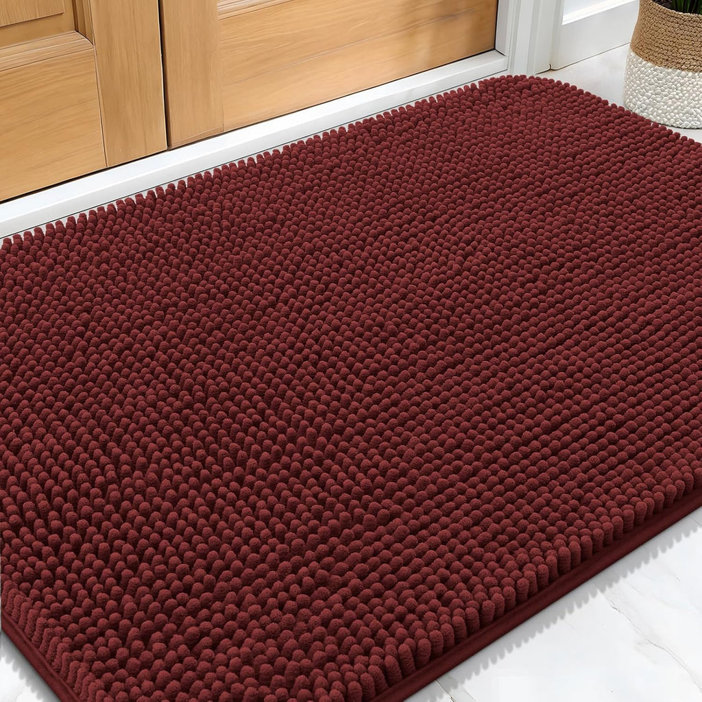 OLANLY Dog Door Mat - Absorbent Non-Slip Washable Doormat for Muddy Paws | 32x20, Quick Dry Chenille, Caramel Russet
