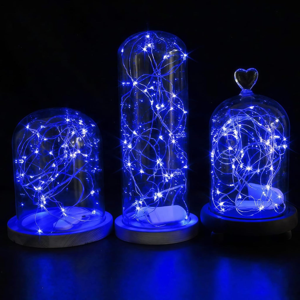 Waterglide 12 Pack Fairy Lights - 7 Ft Battery Operated Mini String Lights | Waterproof Silver Wire for DIY Decor, Blue