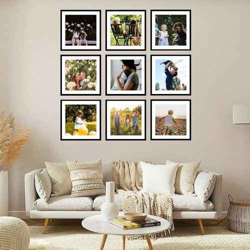 JCJMY 18-Pack 12x12 Picture Frames - Black Gallery Wall Frame Set for 10x10 or 12x12 Photos