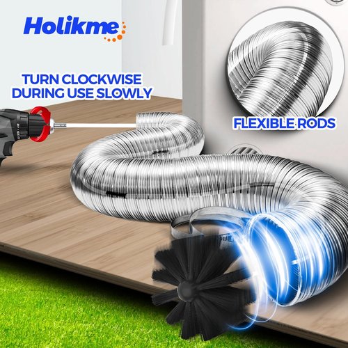 Holikme Dryer Vent Cleaner Kit - 16 Feet Lint Remover & Chimney Brush with Synthetic Head