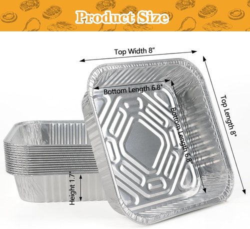 Heavy Duty 8x8 Aluminum Pans with Lids by [Brand Name] - 20 Pack Extra Deep Disposable Foil Trays for Cooking & Baking