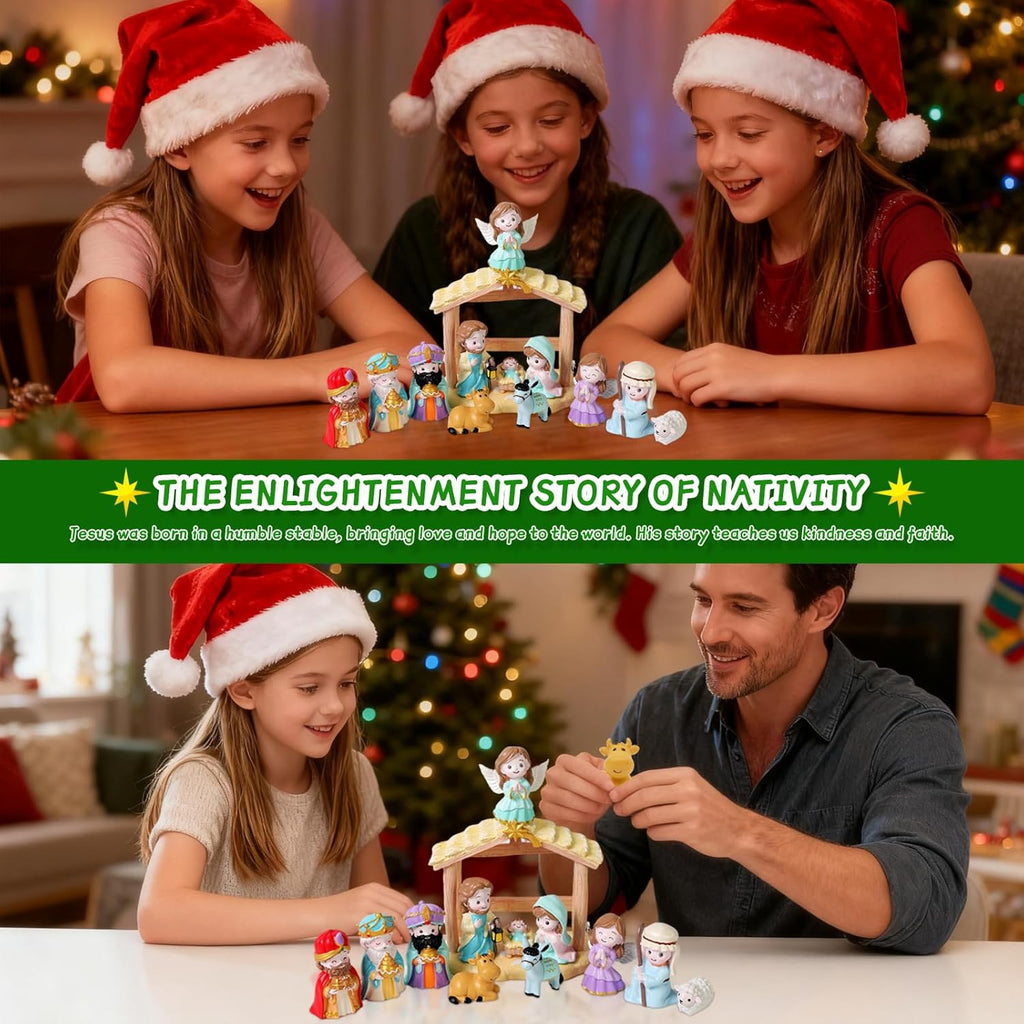 Skiennix 13-Piece Nativity Set - Christian Playset for Kids Ages 3-9 | Perfect Christmas Gift