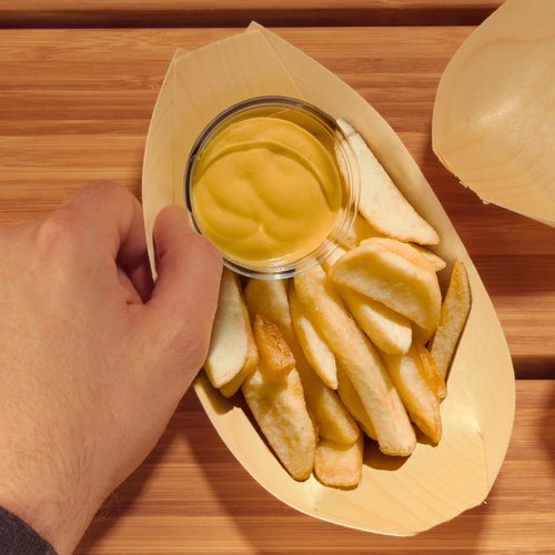 BambooMN - Disposable Food and Appetizer Wood Boat Dishes - 6.7" x 3.5" x 1" - 300 Pieces