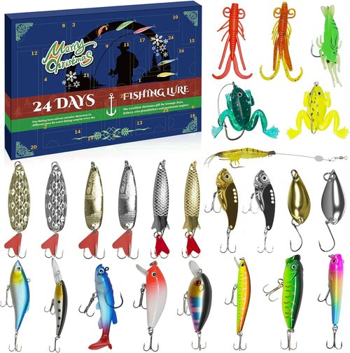 Fishing Advent Calendar 2025 - 24 Days of Fishing Lures | Perfect Christmas Gift for Men & Teens