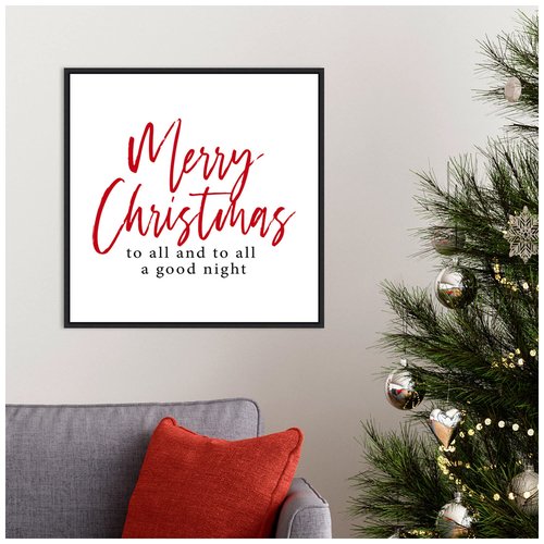 Amanti Art Framed Canvas Wall Art 22x22 Merry Christmas to All Script by Amanti Art Portfolio, Framed Wall Art Canvas, Holidays Artwork, Modern Decor, Medium Painting for Living Room, Bedroom