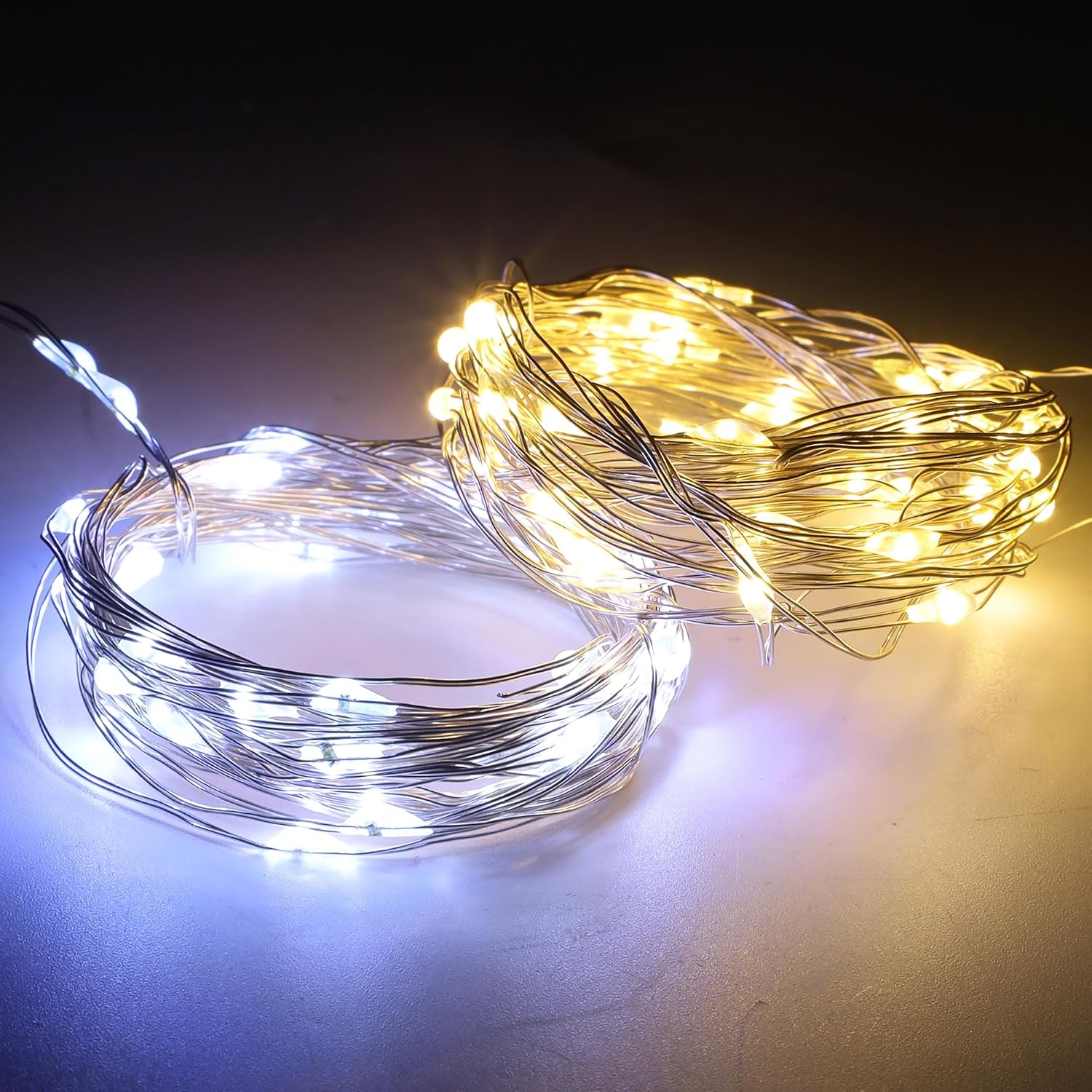 WATERGLIDE 12 Pack Mini String Lights - 20 LED Battery Operated Fairy Lights | Waterproof Silver Wire for Wedding & Party Decor