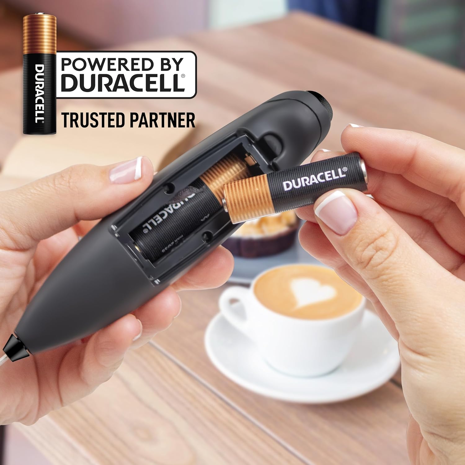 Zulay Kitchen Milk Frother Wand - Ultra-Fast Handheld Electric Whisk for Coffee & Lattes - Executive Black