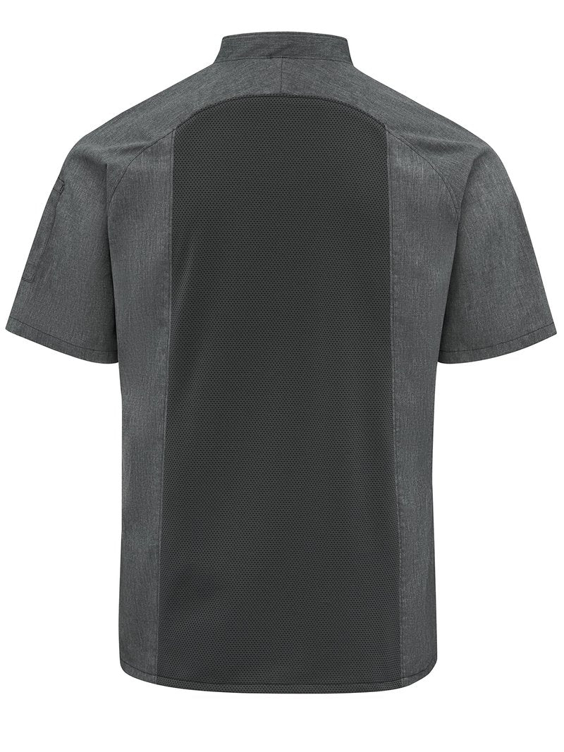 Red Kap Men's Airflow Raglan Chef Coat with OilBlok, Charcoal Heather with Charcoal/Black Mesh, 2X-Large