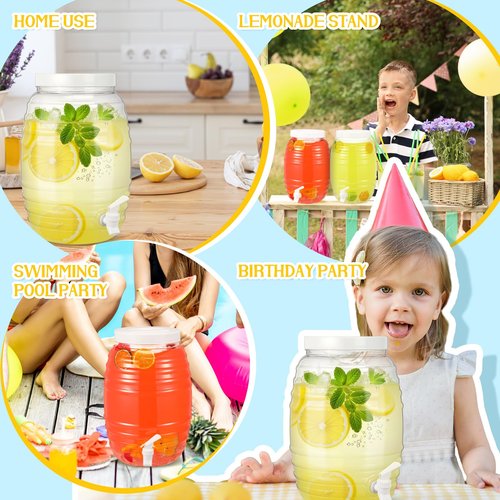Honeydak 2 Pieces 2.7 Gallon Plastic Beverage Dispenser with Spigot Clear Extra Large Plastic Beverage Dispenser Summer Drink Holder with Tap for Party Lemonade Cold Water Beer