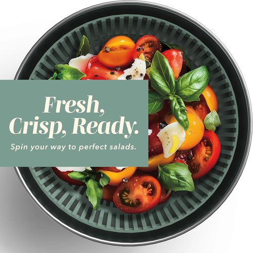 COOK WITH COLOR Stainless Steel Salad Spinner - 5 Qt Lettuce Washer & Vegetable Dryer | Non-Slip Base & Auto Stop Brake