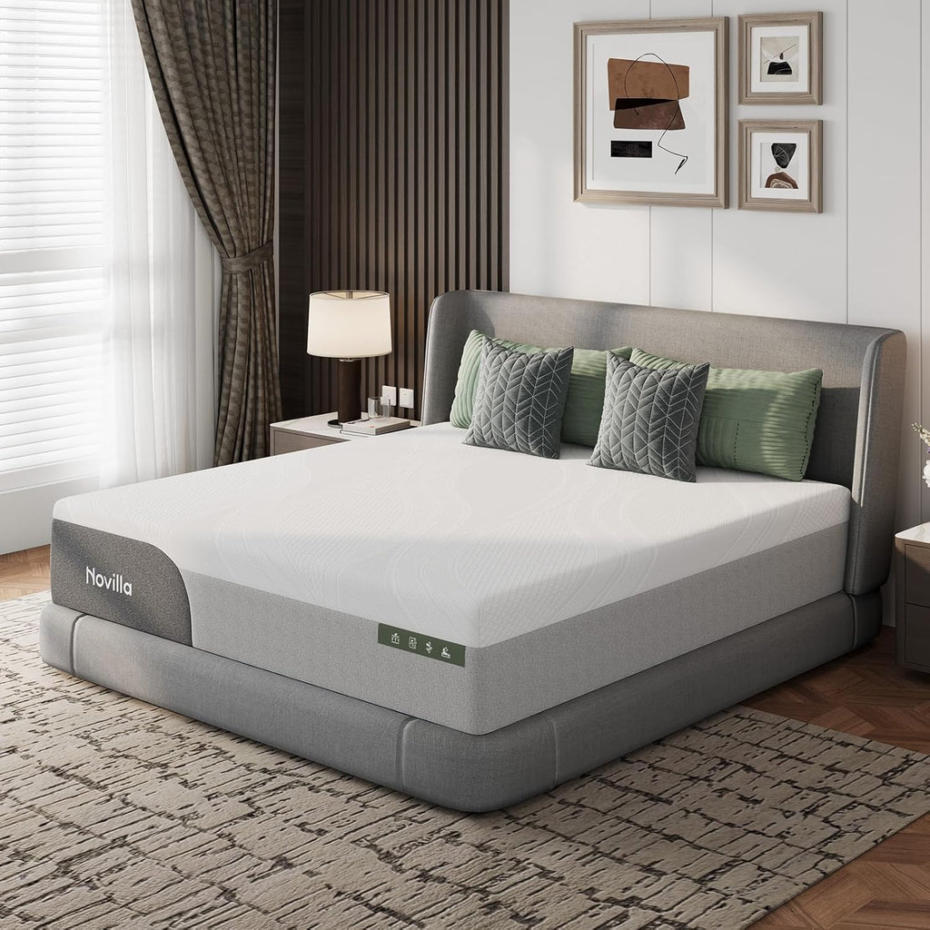 Novilla Queen Mattress - 14 Inch Gel-Infused Cooling Memory Foam | Pain Relief & Spinal Support
