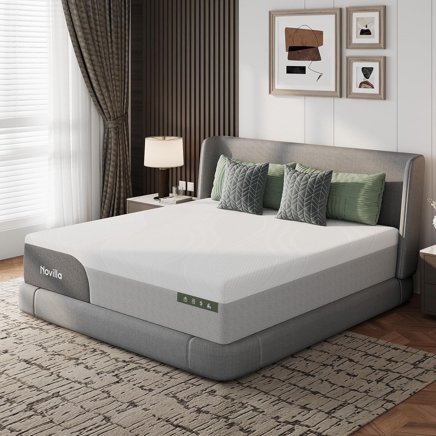Novilla Queen Mattress - 14 Inch Gel-Infused Cooling Memory Foam | Pain Relief & Spinal Support