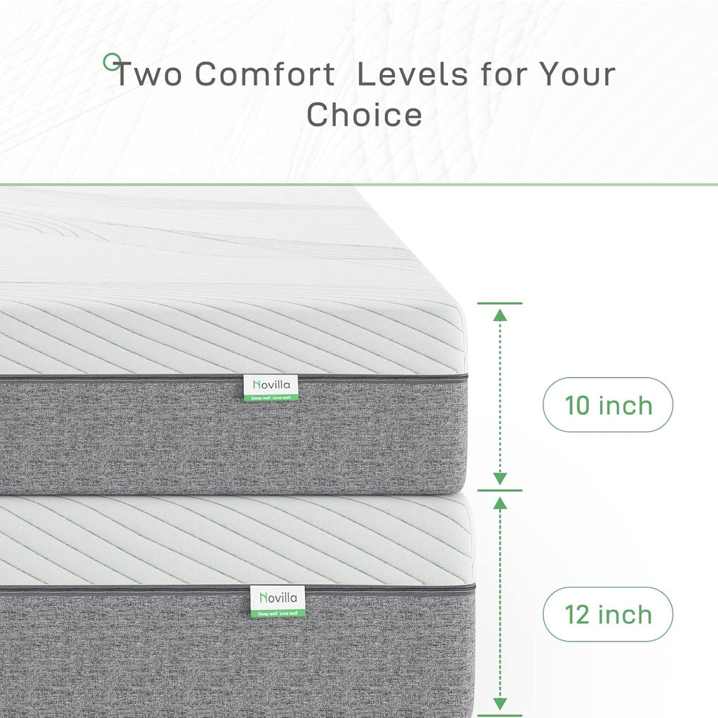 Novilla Gel Memory Foam Mattress - 10-Inch California King Size | Pressure Relieving, CertiPUR-US Certified