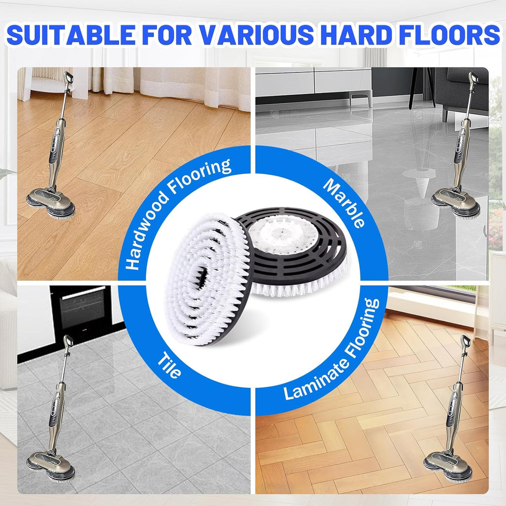 Shark Upgraded Steam Mop Pads - Replacement Brush Heads with Scrubbing Bristles | Deep Clean Hardwood & Tile - 2 Pack