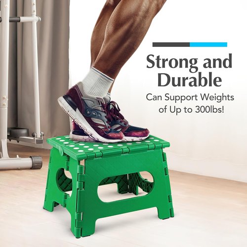 Handy Laundry Folding Step Stool - Lightweight & Sturdy for Adults and Kids - Easy One Flip Open - Green | 2-Pack
