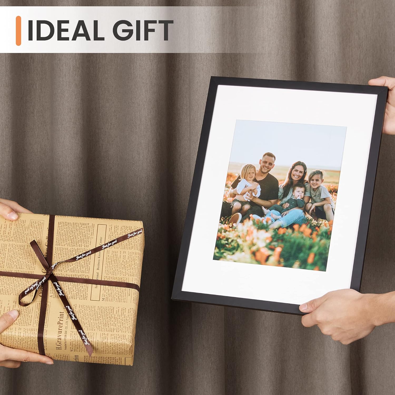 Upsimples 12x16 Picture Frame - Versatile Display for 8.5x11 Photos with Mat or 12x16 Without Mat - Black