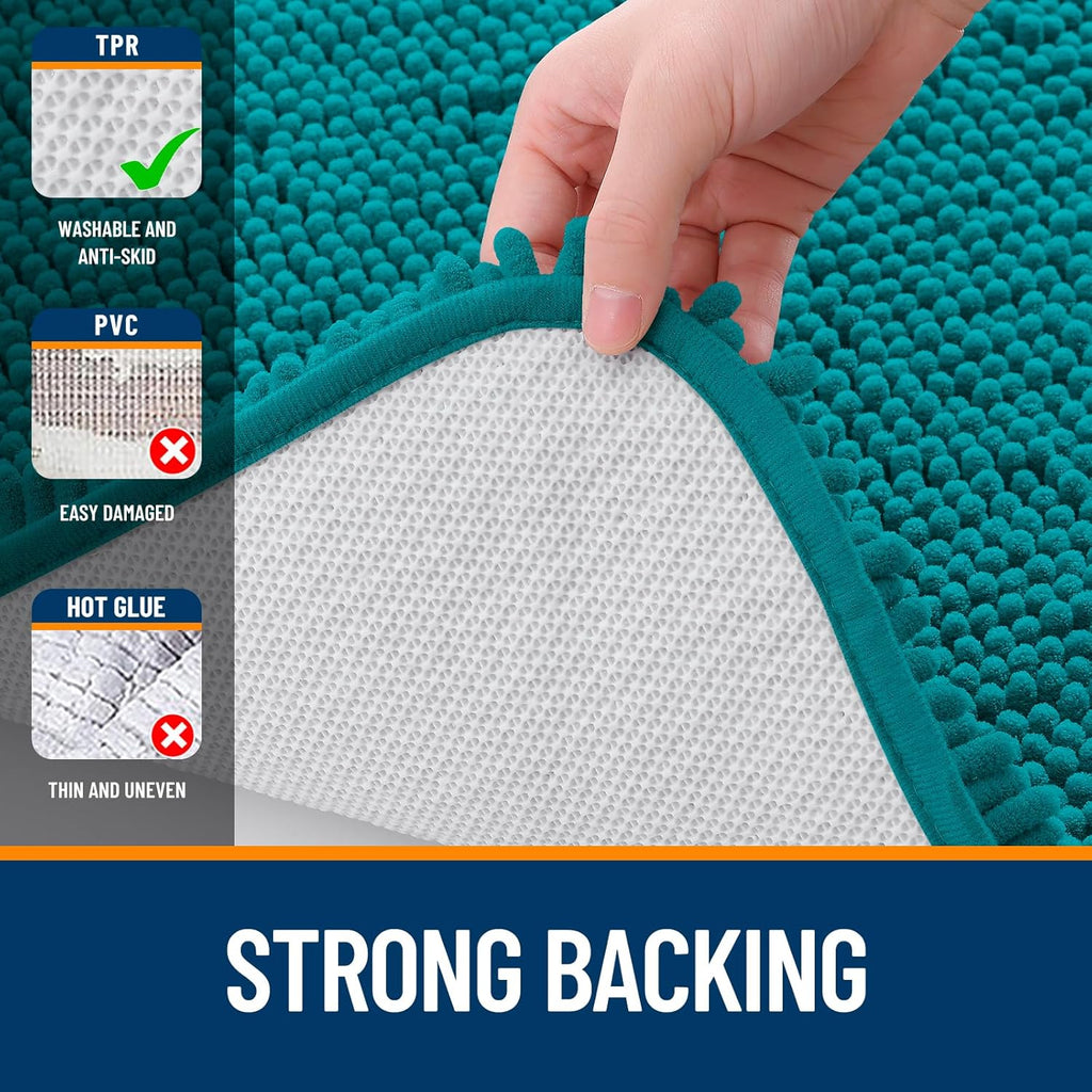 OLANLY Large Bath Rugs - Extra Soft Chenille, Quick Dry & Machine Washable | 70x46 Deep Lake Color