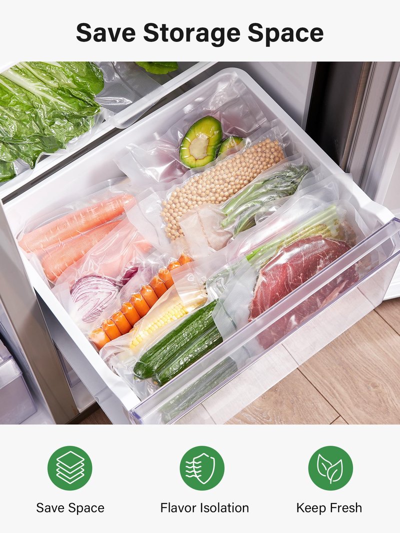 Kootek Vacuum Sealer Bags for Food, 6 Rolls for Custom Fit Food Storage, Meal Prep or Sous Vide, 8" x 20' (3 Rolls) and 11"x 20' (3 Rolls) Commercial Grade Vacuum Seal Freezer Bags Rolls