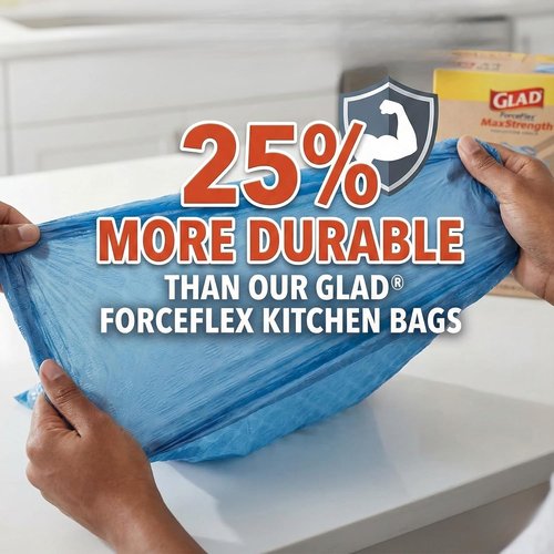 Glad ForceFlex MaxStrength Kitchen Drawstring Trash Bags - Lemon Fresh Scent | 13 Gallon, 90 Count