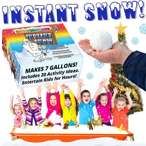 **PARTY GOAT Instant Snow Powder - Create 7 Gallons of Fake Snow | 18oz for Indoor & Outdoor Fun**