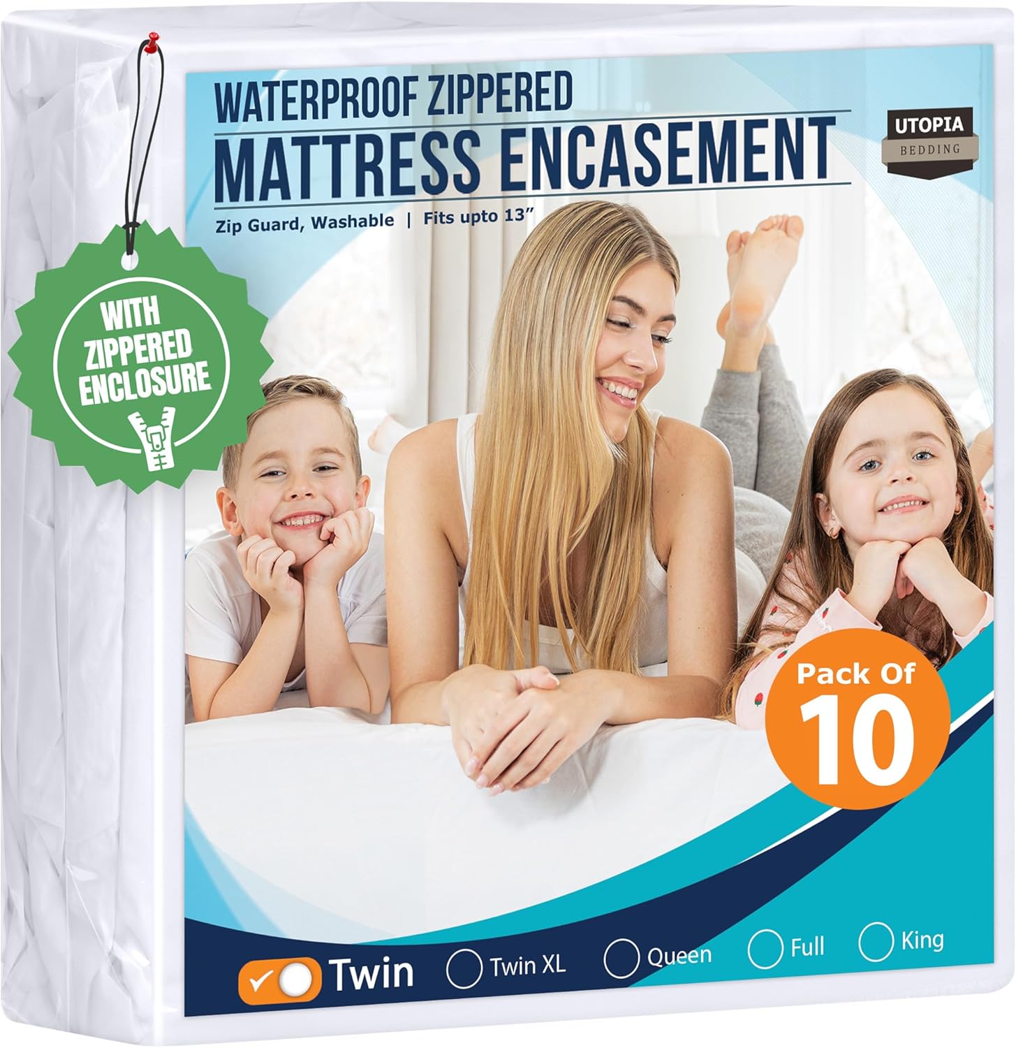 Utopia Bedding Mattress Protector - 100% Waterproof & Bed Bug Proof | Twin Size Encasement (Pack of 10)