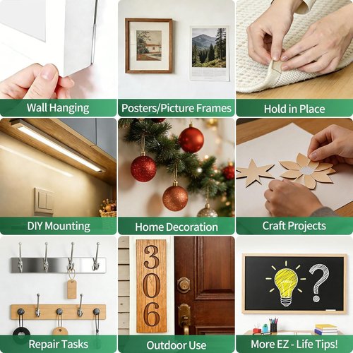 EZlifego Double Sided Tape - Heavy Duty Nano Adhesive for Picture Hanging | 9.85FT Clear Strips