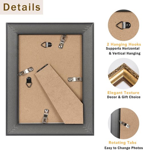 JCJMY Vintage Picture Frame - Elegant 5x7 Photo Frame with 4x6 Mat | Shatter-Resistant Plexiglass, Gold