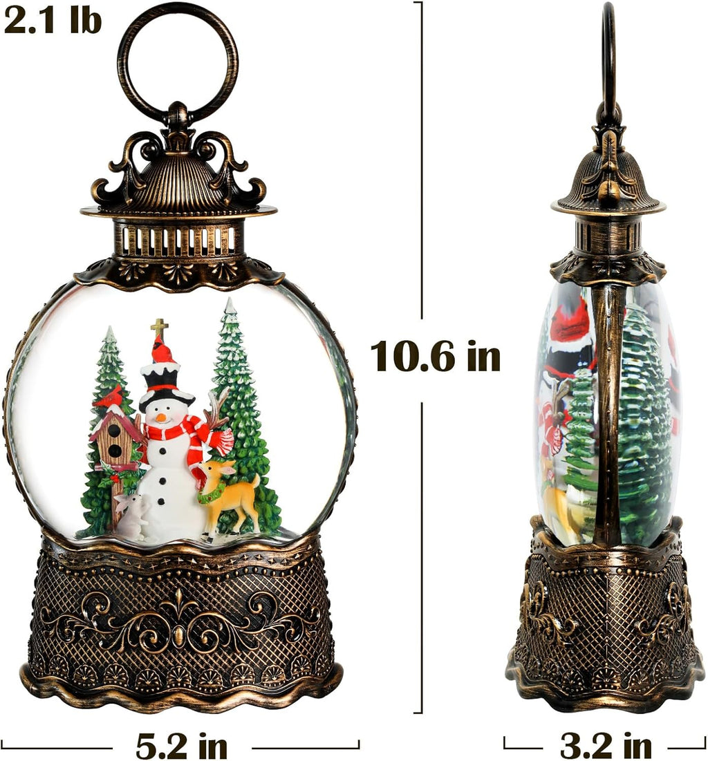 Priddop Snowman Snow Globe | Musical Christmas Decoration with Glitter Snowfall - 10.6 Inch