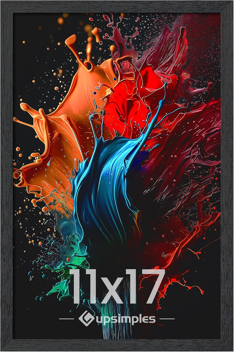 Upsimples 11x17 Picture Frame - Stylish Black Wall Gallery Frame with Engineered Wood | 1 Pack