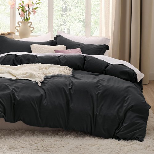 Bedsure Black Duvet Cover Set - Extra Soft King Size 3-Piece Bedding Set with Zipper Closure | 104x90 Inches