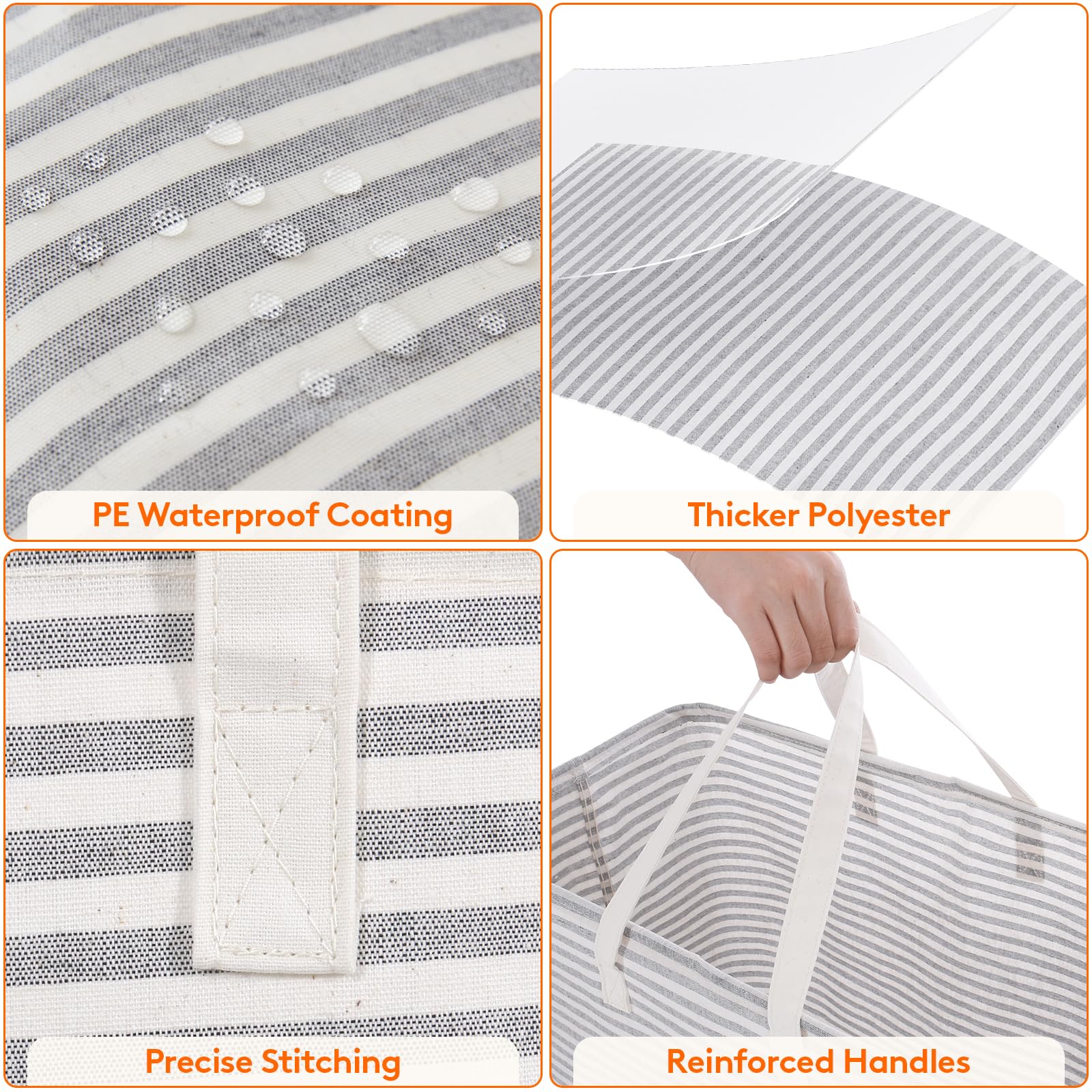 Lifewit 3 Pack Laundry Hamper Large Collapsible Laundry Baskets, Freestanding Waterproof Clothes Hamper with Easy Carry Handles in Laundry Room Bedroom Bathroom College Dorm, Grey, 3 x 125L