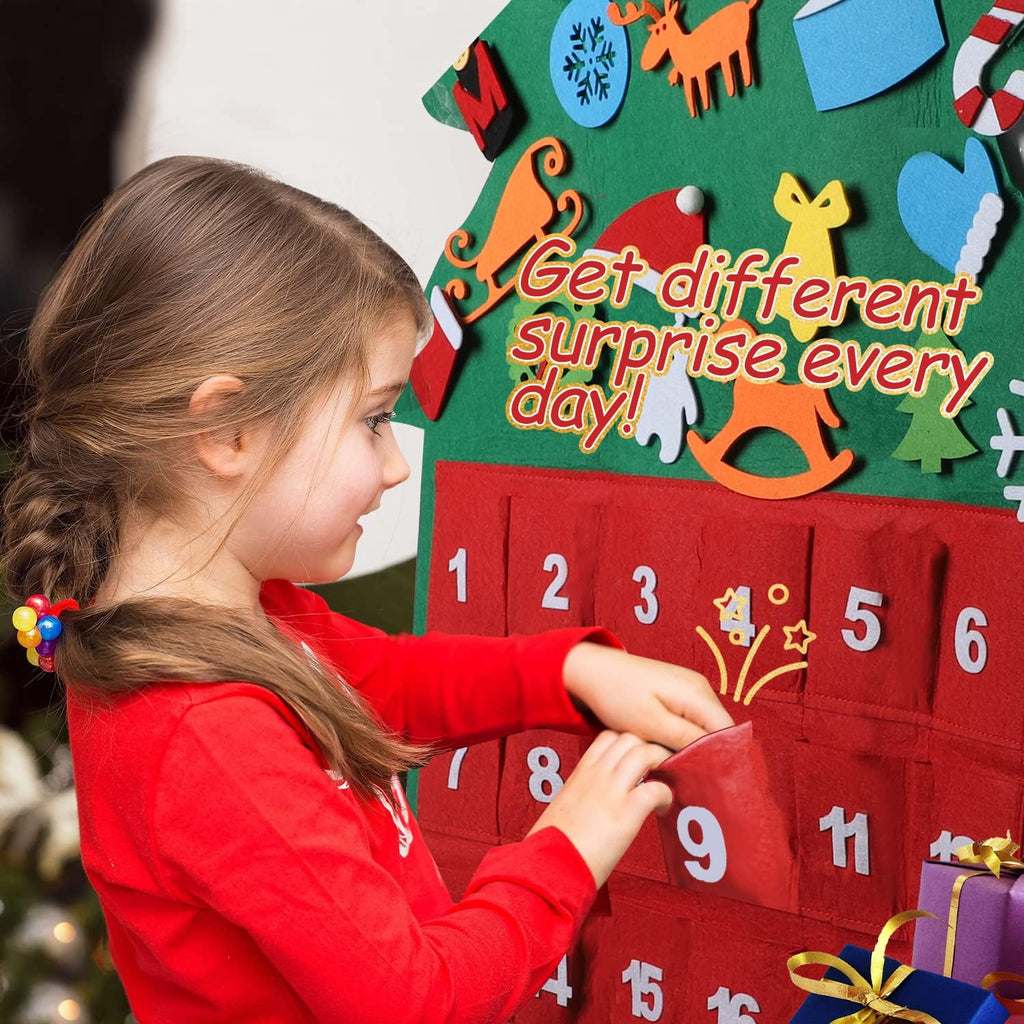 TOY Life Christmas Advent Calendar - 24 Pocket Countdown Calendar for Kids | Felt Santa Decoration