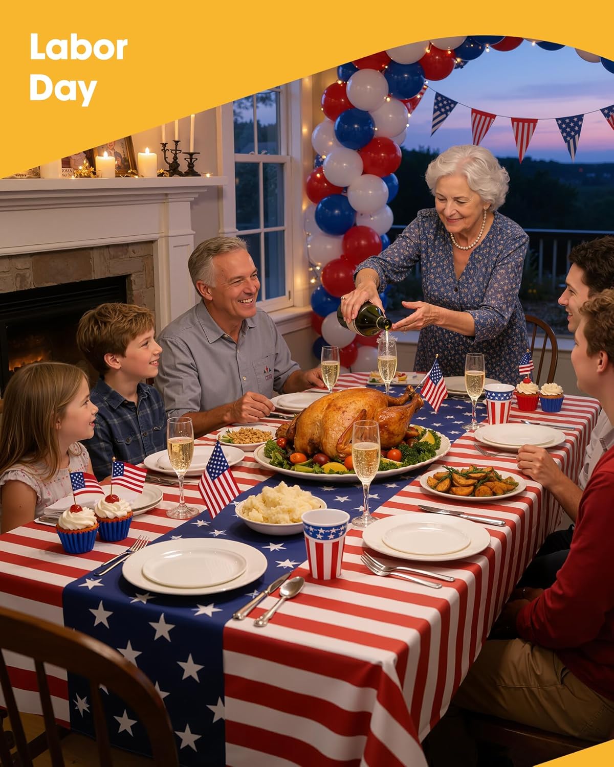 Niuara American Flag Tablecloth - 4 Pack Disposable 54" x 108" Patriotic Table Covers for 4th of July Celebrations