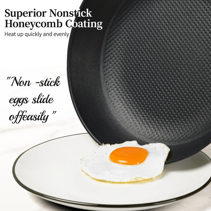 Cast Iron Skillet Set, Nonstick Frying Pan Set, Cast Iron Induction Non Stick Frying Pan, 8Inch&9.5Inch&11Inch Skillet Omelette Egg Frying Pan Set, kitchen Cooking Pan Set W/Stay Cool Handle