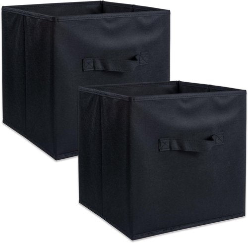 DII Storage Bins - Collapsible Organizer Cubes, Small 11x11x11", Black, Set of 2