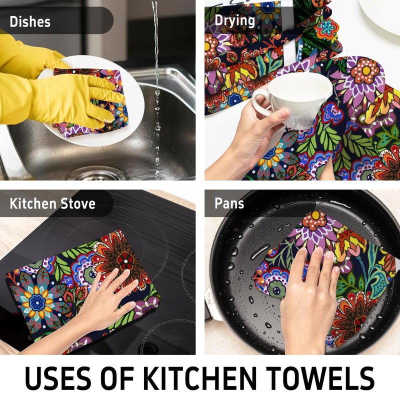 Hello Fall Kitchen Towels Dish Towel, Hello Pumpkin 18x26 inches 2 Pack, Reusable Autumn Kitchen Towels. Don't Scratch Dishes or Countertops, Suitable for Restaurants, Home Use, Farmhouse Decor.