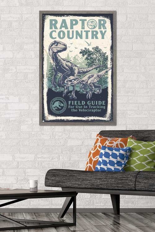 Trends International Jurassic World: Dominion - Raptor Country Wall Poster, 22.375" x 34", Barnwood Framed Version