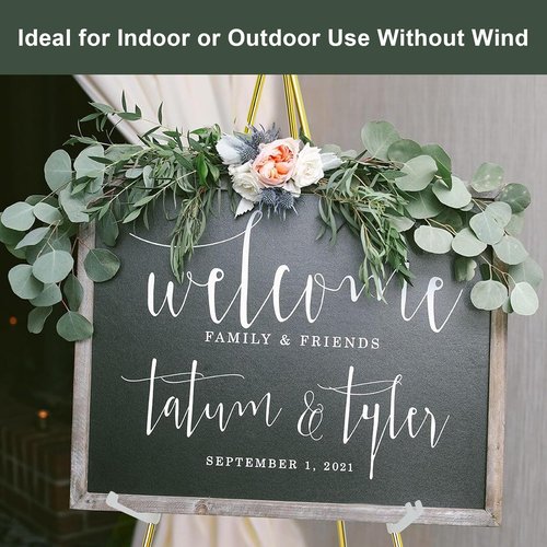 DANMO Adjustable Metal Art Easel Stand - 63'' Floor Display for Wedding Signs & Posters - Gold