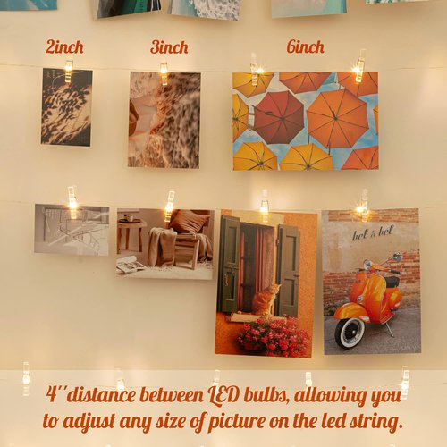 LUSHARBOR Fairy String Lights - 33FT Photo Clips with 51 Clear Clips for Room Decor & Events