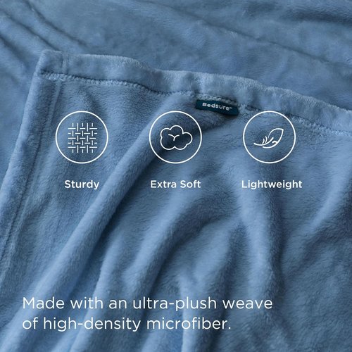 Bedsure GentleSoft Fleece Blanket - King Size Plush Cozy Microfiber in Washed Blue, 108x90 Inches