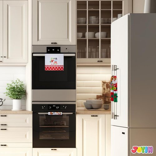 JOYIN Christmas Kitchen Appliance Handle Covers - 5-Piece Set for Refrigerator, Microwave & Oven | Festive Holiday Décor