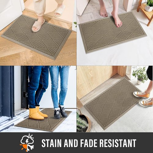 HIYARD Sturdy Front Door Mat - Absorbent, Non-Slip, Stain Resistant | 30" x 17", Beige