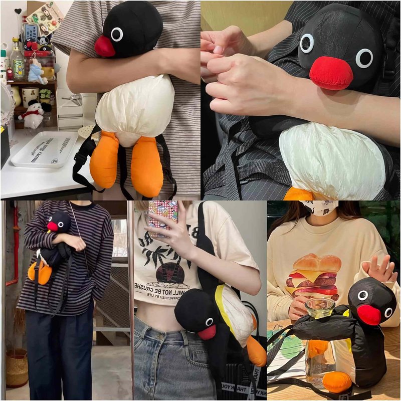 sunaeset plush penguin backpack for girls, kawaii mini stuffed animal backpack purse, novelty funny fuzzy backpacks adult, penguin gifts cute stuff