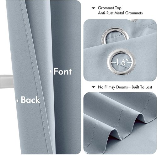 MIULEE Light Blue Blackout Curtains - Thermal Insulated Room Darkening Drapes | 63-Inch, 2 Panels