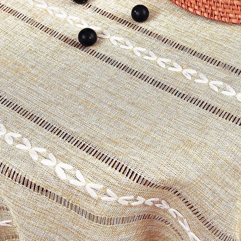 Utobanh Simple Bedside Table Tassel Cover Cloth, Nightstand Coffee Table Cover Suitable for Bedside Table TV Microwave Washing Machine Refrigerator Dust Cover (Coffee, 15.7 * 35.4 inches)