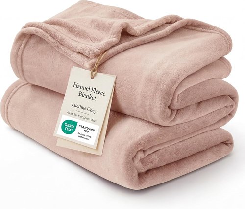 Bedsure GentleSoft Fleece Blanket - Cozy Dusty Pink Queen Size Microfiber, 90x90 Inches