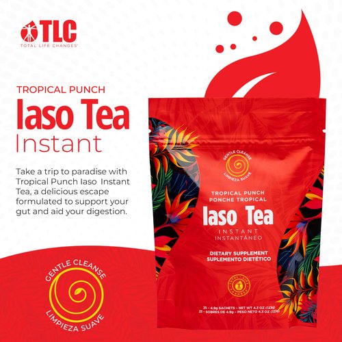 Iaso Instant Tea (Tropical Punch) - Fruity Cleansing Drink for Digestive Support, Refreshing Flavor - 25 Sachets, Pack of 1