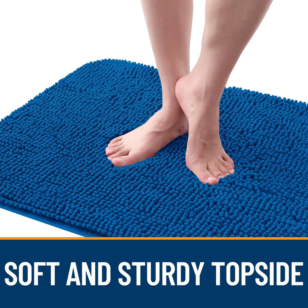 OLANLY Dog Door Mat - Absorbent Non-Slip Chenille for Muddy Paws | 47x24 Deep Navy Blue Indoor Carpet