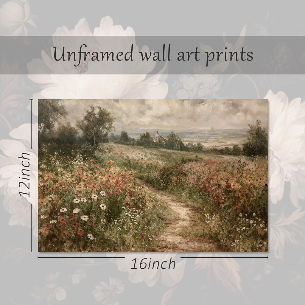 Vintage Wall Art | Rustic Autumn Landscape Canvas Print - 12" x 16" Unframed Artwork for Living Room