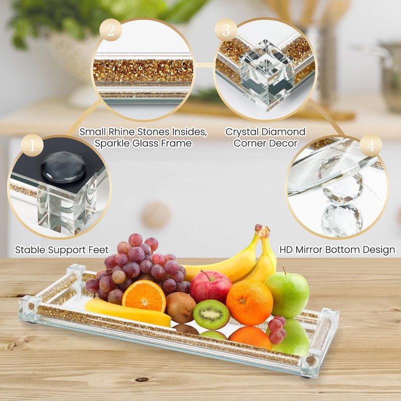 Topsky Coffee Sugar Tea Crystal Canister Set of 4,Sparkly Crystal Crushed Diamonds Home Decor,Silver Kitchen Coffee Jar Storage Set with Label & Lid,Storage Container Set for Countertop,Dining Room